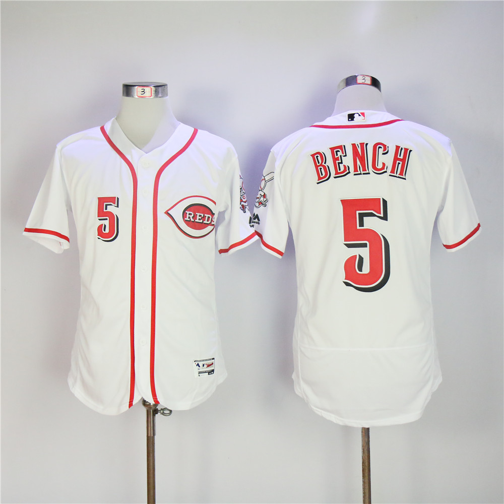 Men MLB Cincinnati Reds 5 Bench white Flexbase jerseys